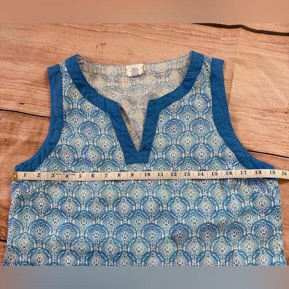 Woman’s Sigrid Olsen 100% Linen Blue Sleeveless Dress Size Medium Resort Beach - Picture 4 of 5